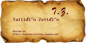Tallián Zoltán névjegykártya